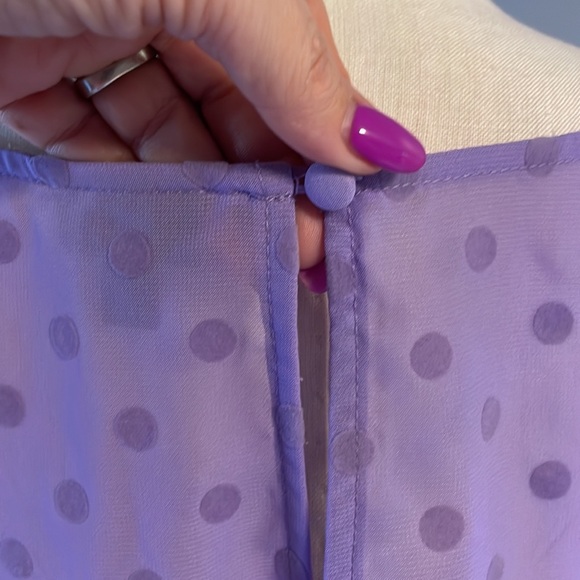 TORRID chiffon chip DOT blouse top puff long sleeve cuffed semisheer lilac  2X - Picture 7 of 12